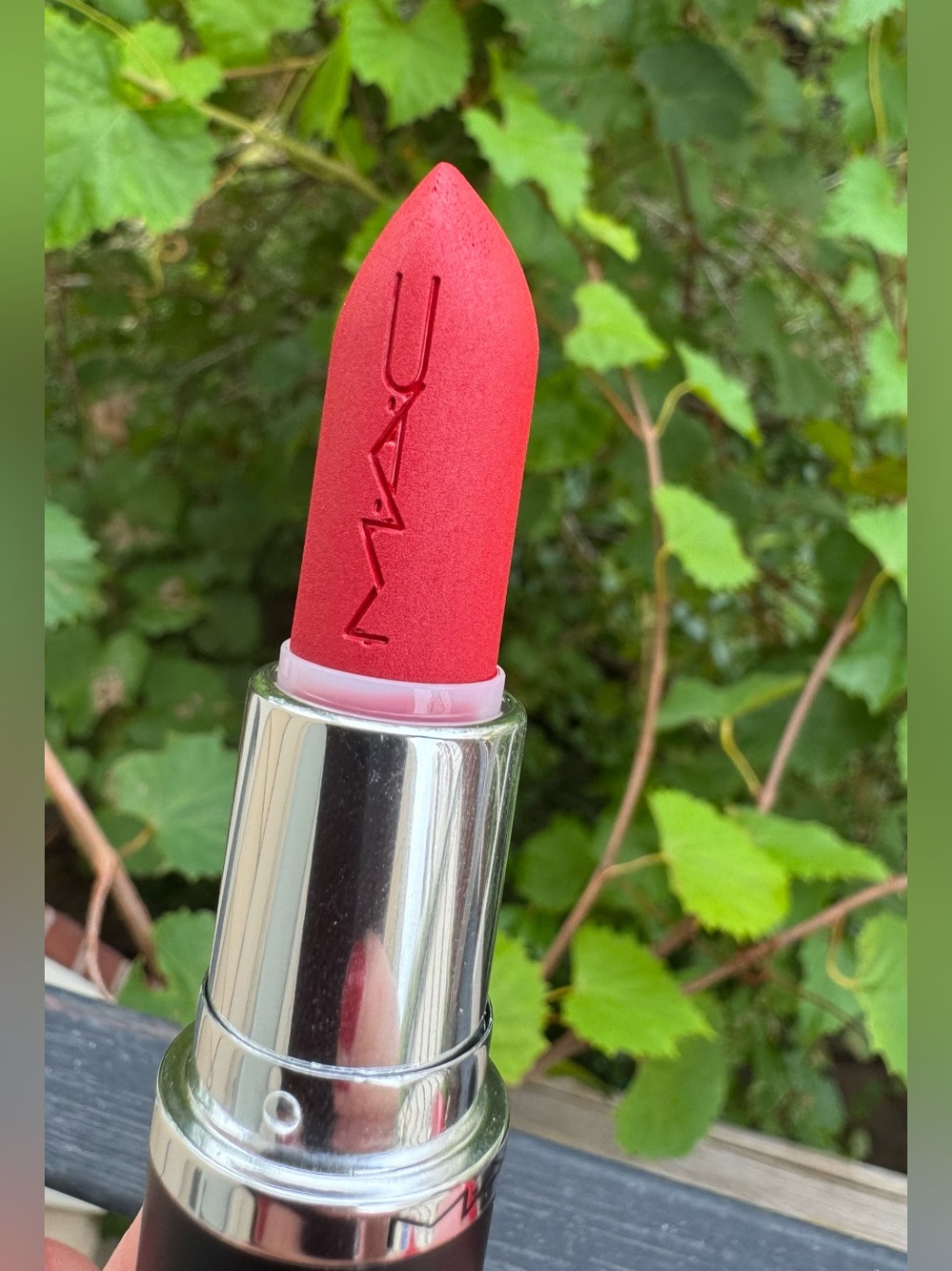 M·A·Cximal Silky Matte Lipstick in the classic shade Russian Red 612. A rich, in